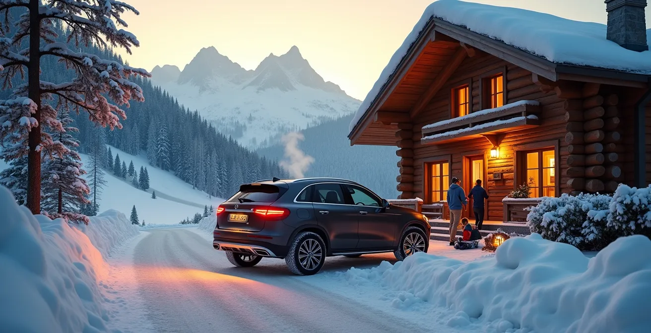 Chalet de montagne accessible par route déneigée en hiver