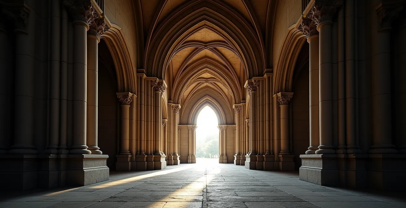 Comparaison visuelle entre un arc roman en plein cintre et un arc gothique brisé sur une façade de cathédrale