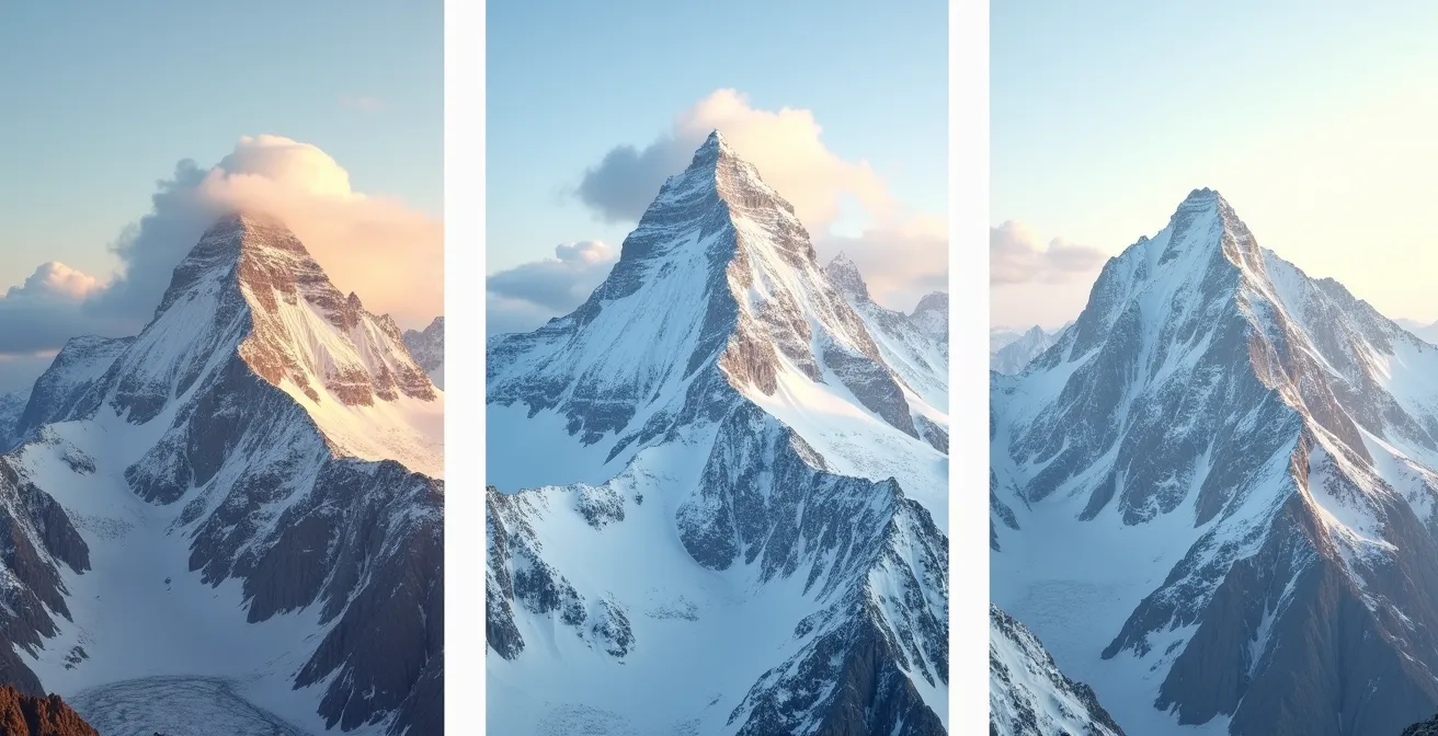 Vue comparative des conditions en montagne selon les saisons