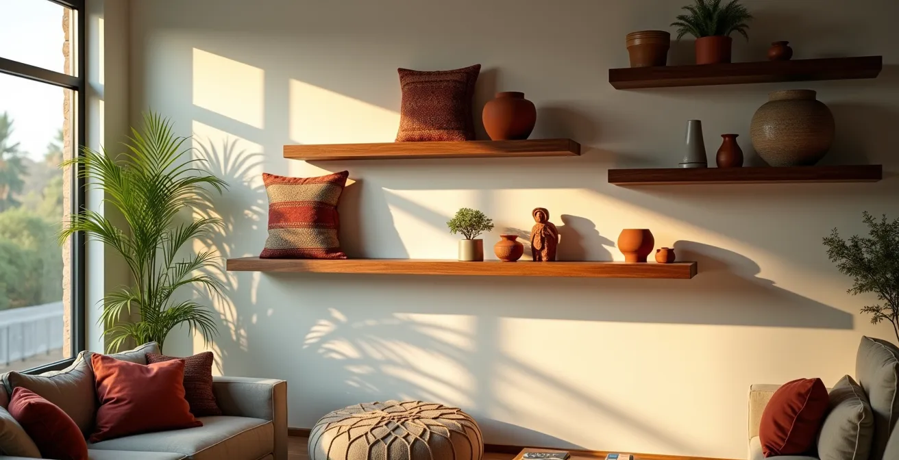 Mise en valeur de souvenirs de voyage dans un intérieur contemporain