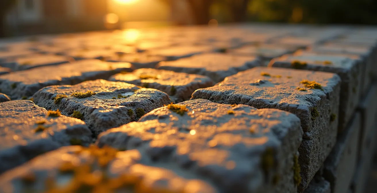 Monument historique baigné dans la lumière dorée du matin avec peu de visiteurs
